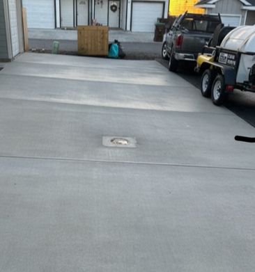 Completed driveway pressure wash